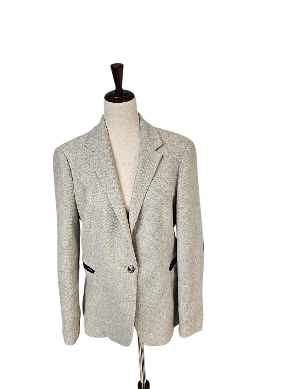 Zara Basic Collection Cotton Gray Elbow Patches Blazer Jacket XLarge Preowned